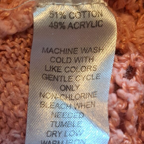 Pandemonium Coral Pink Open Knit Dolman Sleeved Sweater Size XS - Picture 6 of 6